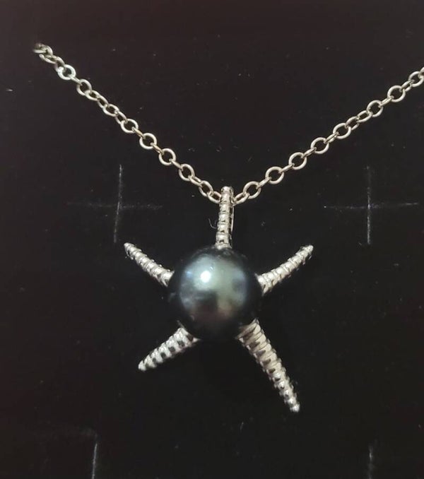 Collier 45cm en argent pendentif perle de tahiti