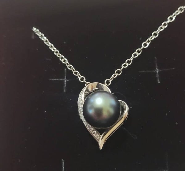 Collier 45cm en argent pendentif perle de tahiti