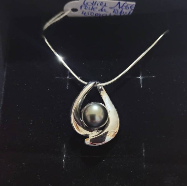 Collier en argent pendentif perle de tahiti