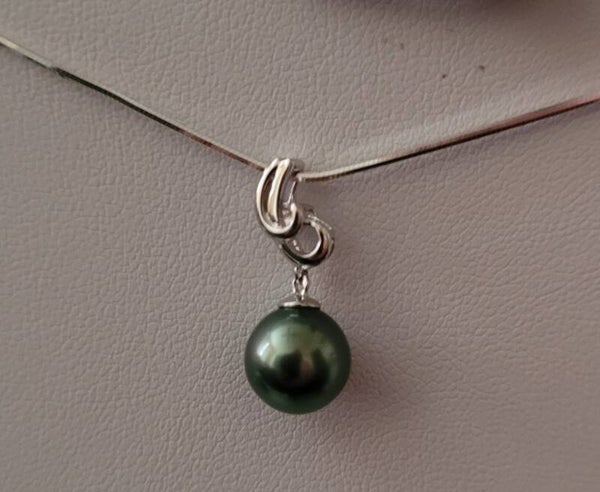 Collier 45cm ajustable en argent pendentif perle de tahiti