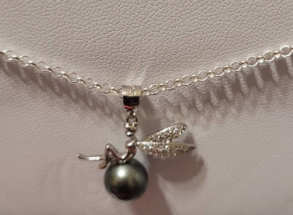 Collier 45cm ajustable pendentif perle de tahiti
