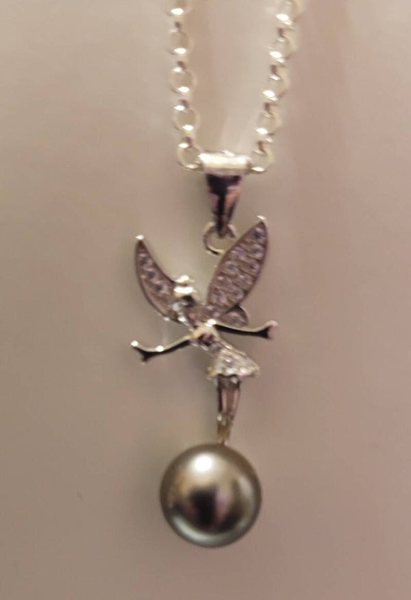 Collier 45cm ajustable en argent pendentif perle de tahiti