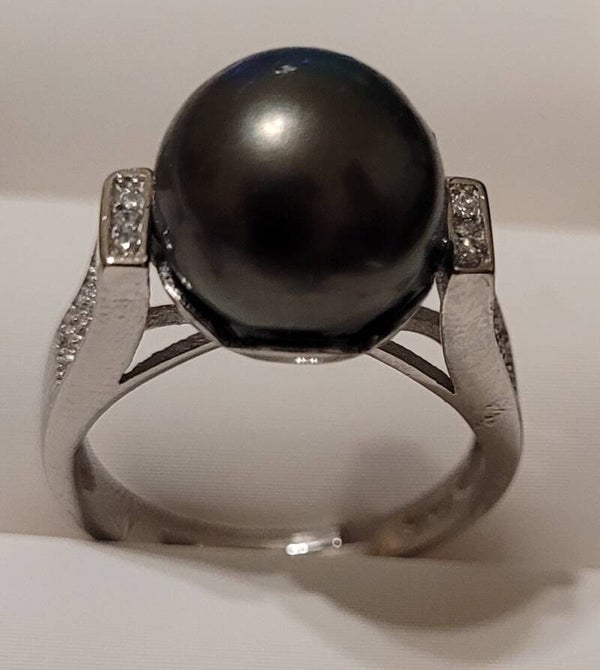 Bague en argent ajustable perle de tahiti