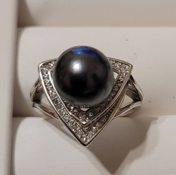 Bague en argent ajustable perle de tahiti