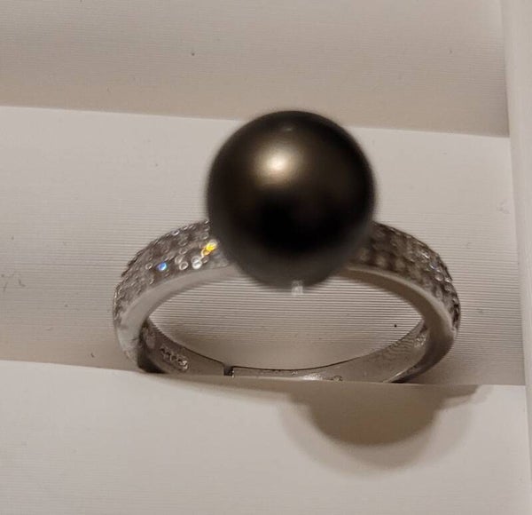 Bague en argent ajustable perle de tahiti
