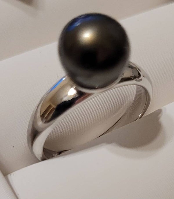 Bague en argent ajustable perle de tahiti
