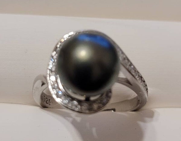 Bague en argent ajustable perle de tahiti