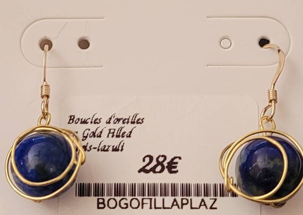 Boucles d'oreilles pendantes en gold filled lapis-lazuli