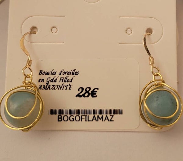 Boucles d'oreilles pendantes en gold filled amazonite