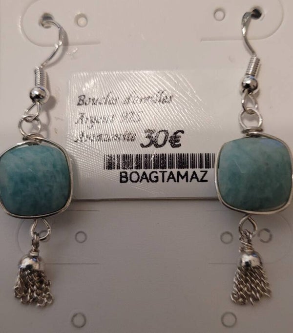 Boucles d'oreilles pendantes en Argent Amazonite