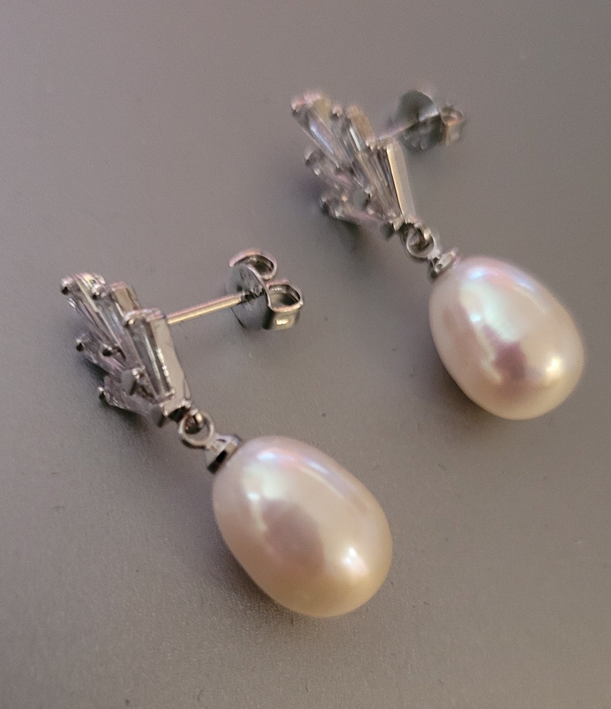 Boucles D'oreilles Perles Zircon Et Argent Sterling - Neuf Sans Emballage