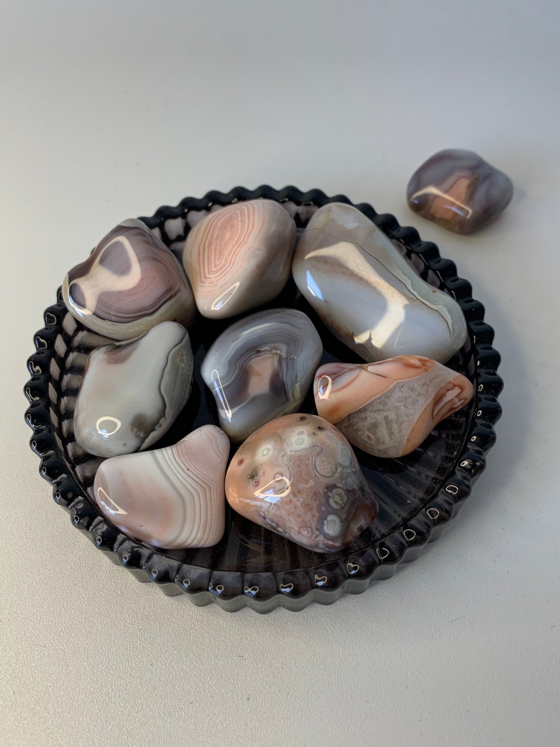 Roze botswana agaat trommelsteen