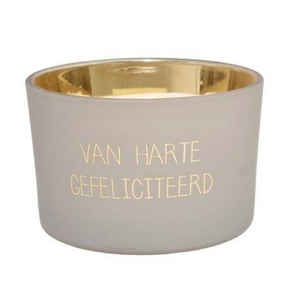 My Flame biologische geurkaars in glas Van Harte Gefeliciteerd