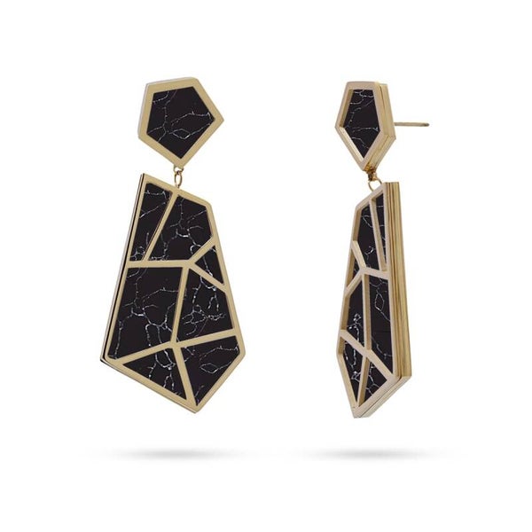 Anartxy oorbellen Almaluez negro goldplated