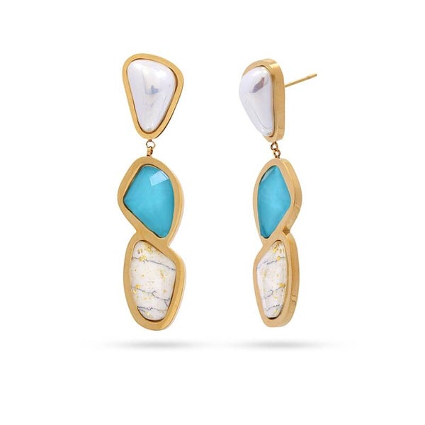 Anartxy oorbellen Aqua Maldives goldplated