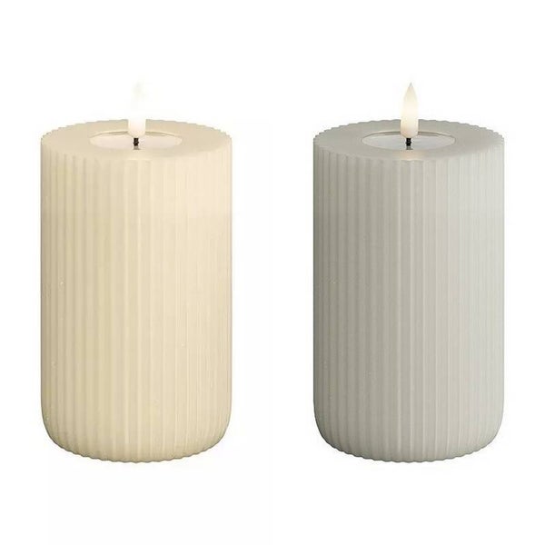 Deluxe Homeart realflame LED solid striped candle 8 x 12,5 cm