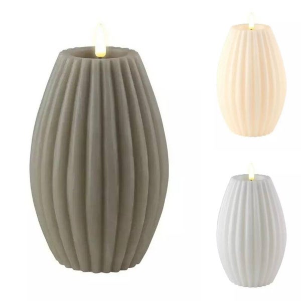Deluxe Homeart realflame LED striped candle 10 x 15 cm