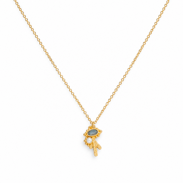 Muja Juma goldplated zilveren ketting met natuursteen