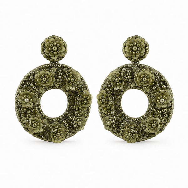 Paulie Pocket oorbellen Small Marjolina Round - olive