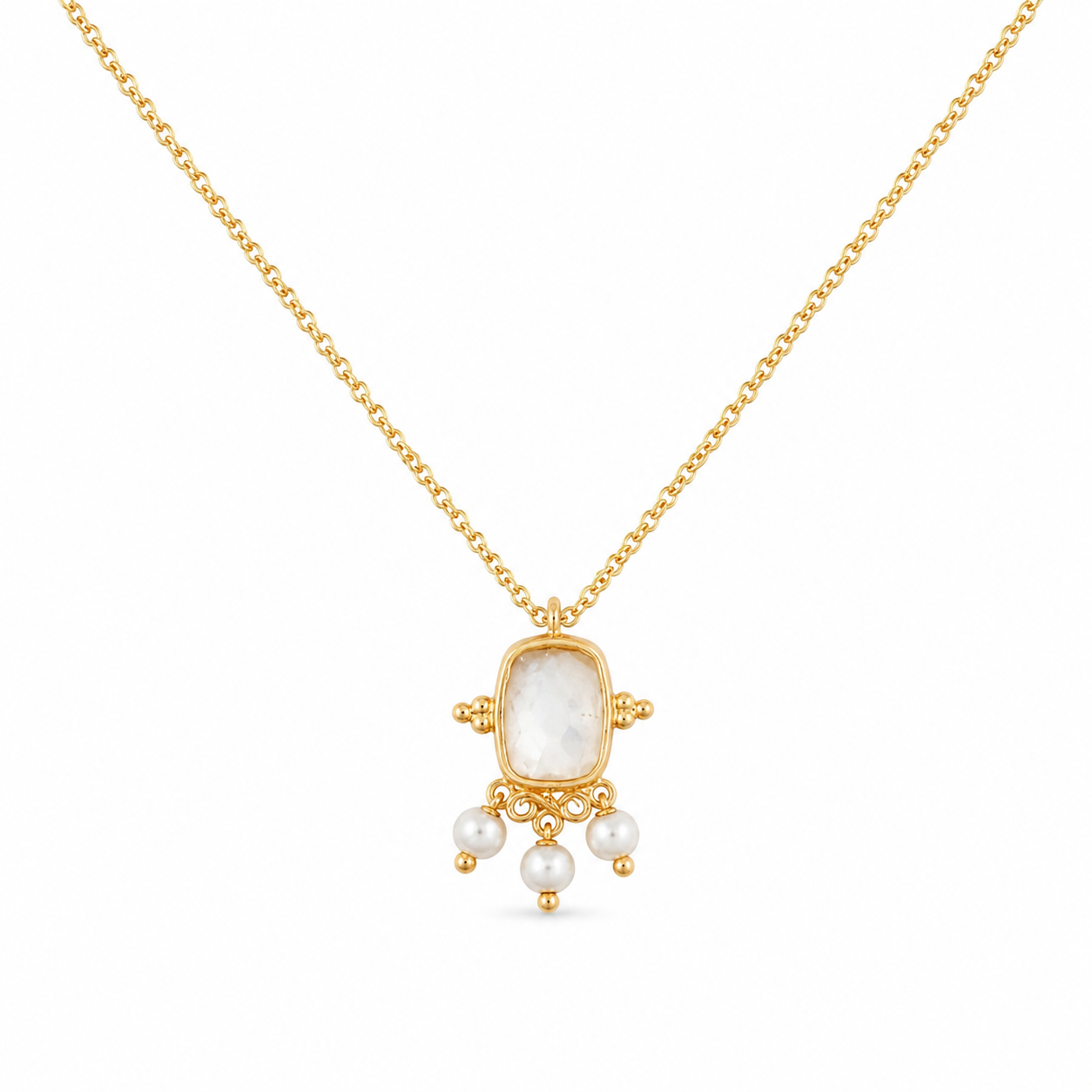 Muja Juma goldplated zilveren ketting met natuursteen