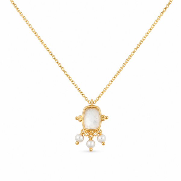 Muja Juma goldplated zilveren ketting met natuursteen