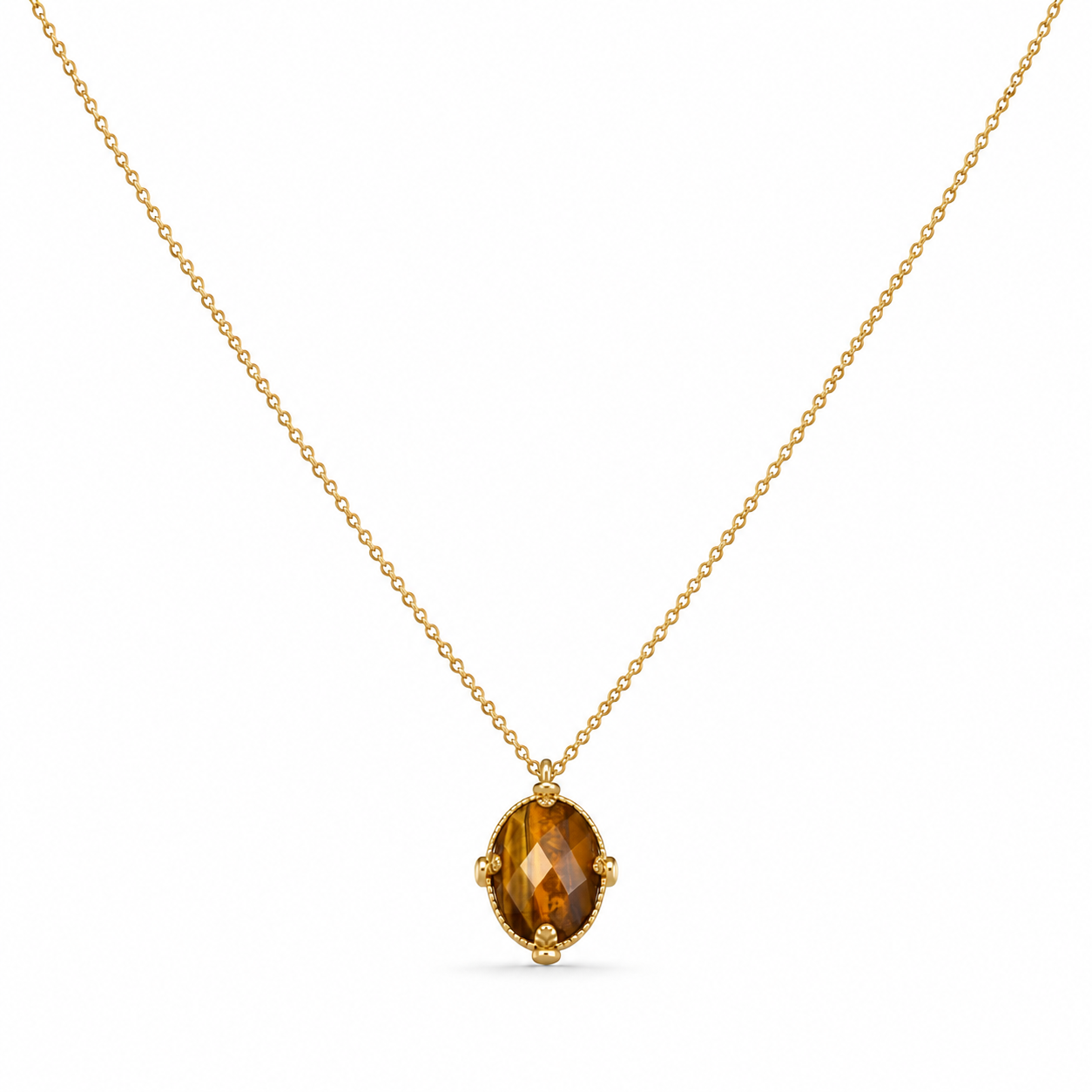 Muja Juma goldplated zilveren ketting met natuursteen