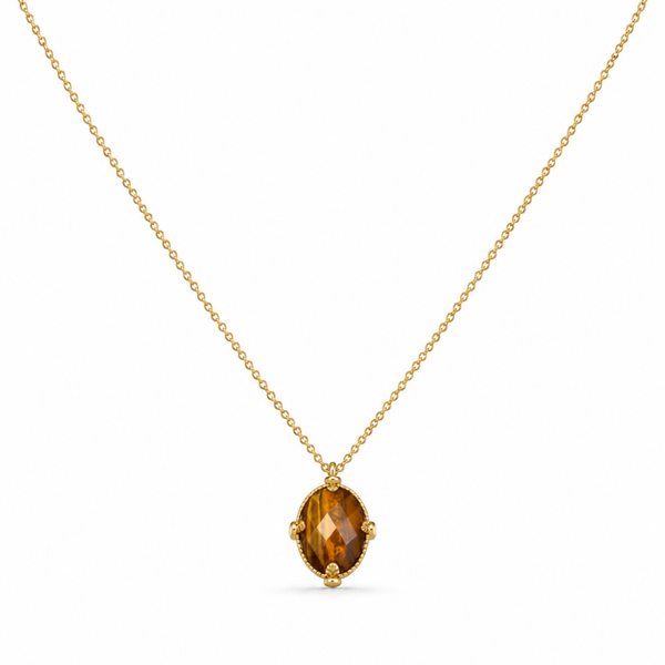 Muja Juma goldplated zilveren ketting met natuursteen