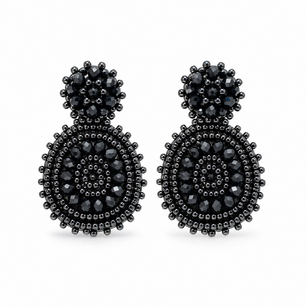 Paulie Pocket oorbellen Double Beads - black