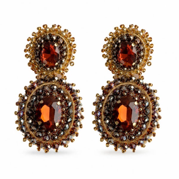 Paulie Pocket oorbellen Double Luna - brown