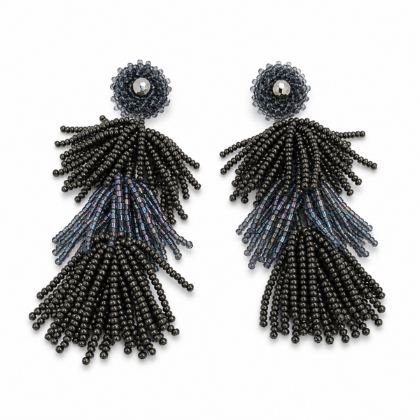 Paulie Pocket oorbellen Fringe - grey