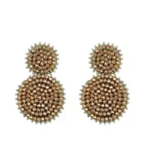 Paulie Pocket oorbellen Small Double Beads - Beige