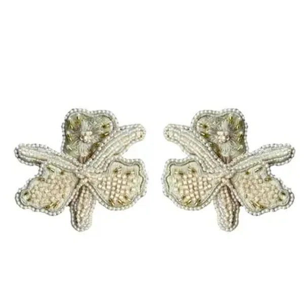 Paulie Pocket oorbellen Statement Flower - Beige