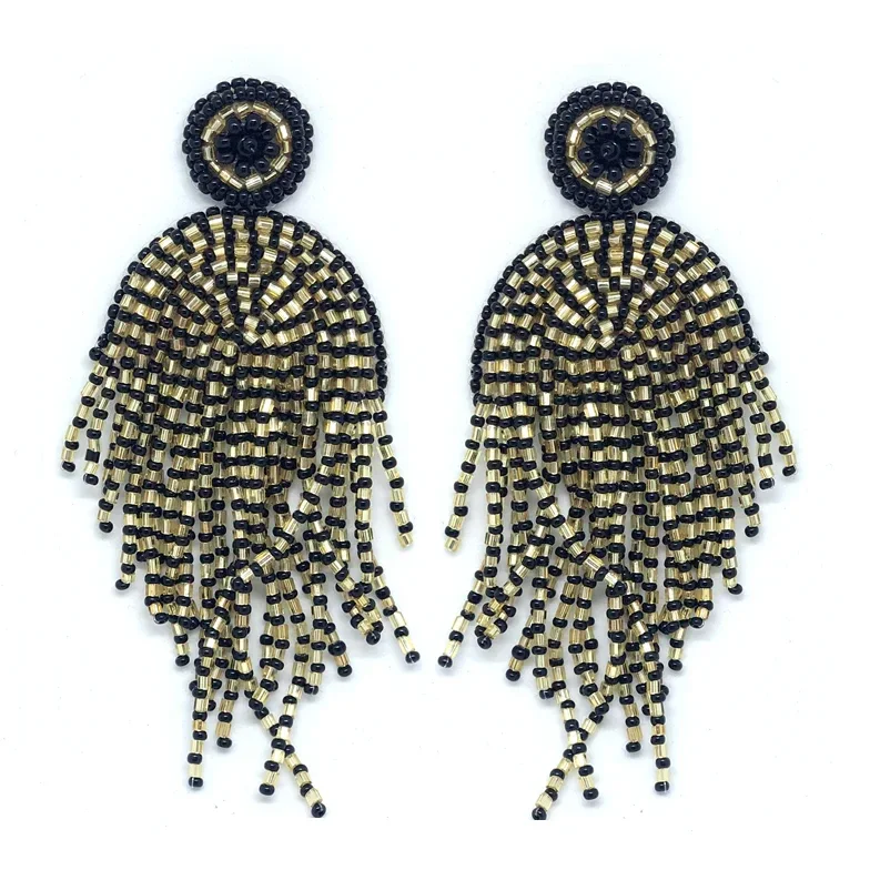 Paulie Pocket oorbel Statement Beads Gold-Black
