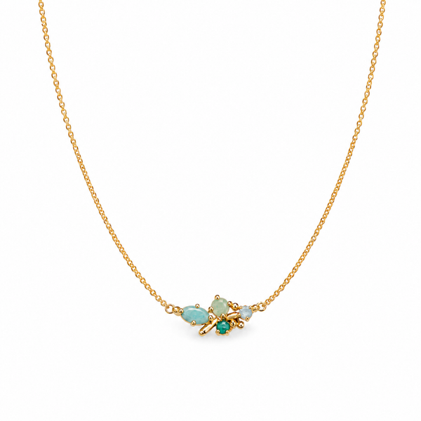 Muja Juma goldplated zilveren ketting met natuursteen