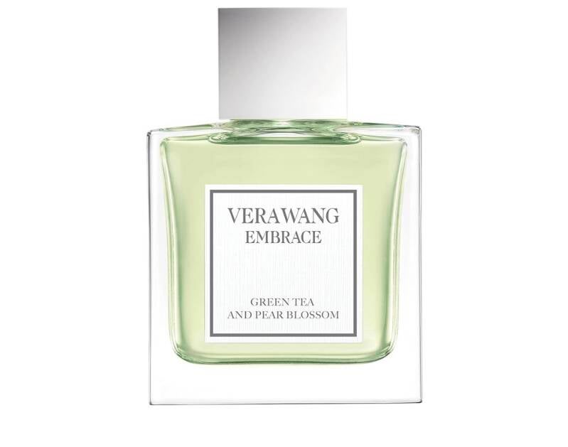 alt="Perfume Vera Wang Embrace Green Tea & Pear Blossom, fragancia fresca con notas de té verde, pera y un fondo cremoso, ideal para quienes buscan un aroma ligero y elegante."