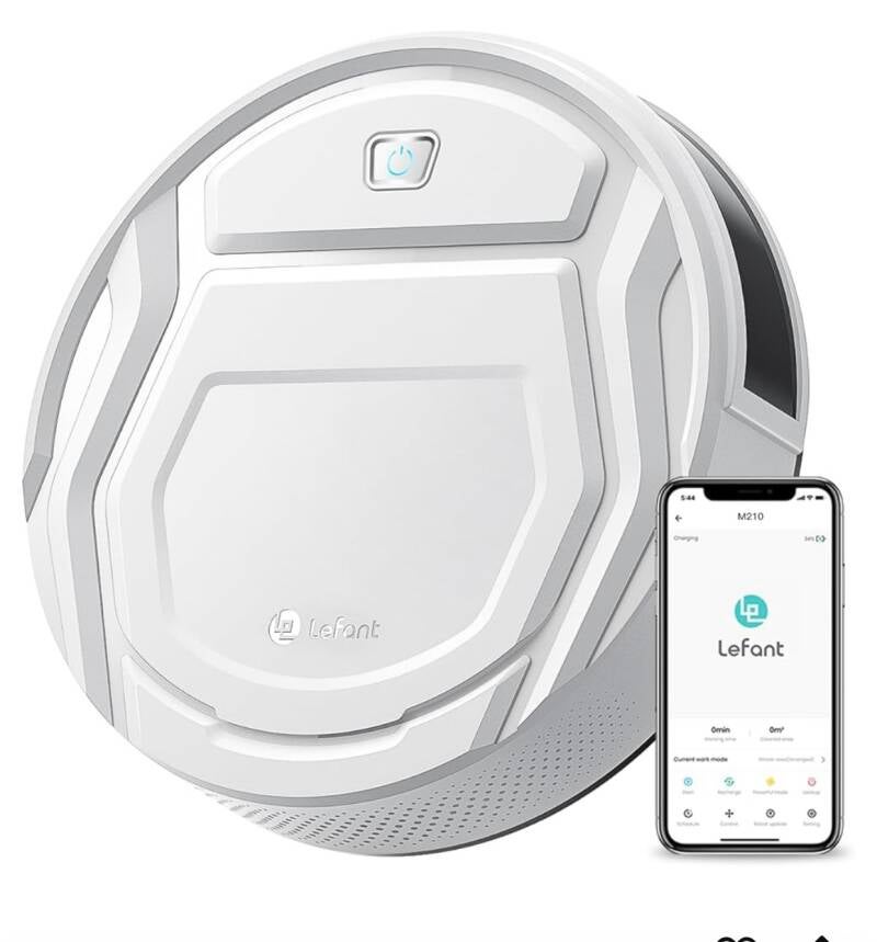 ALT: Robot aspirador Lefant M210 Pro compacto y silencioso.