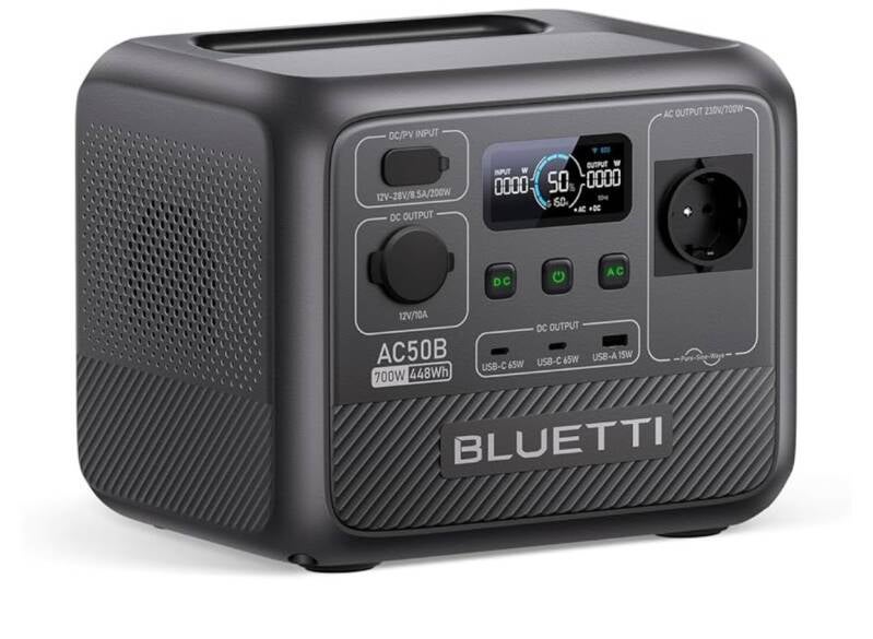 Generador solar portátil compacto BLUETTI AC50B, solución fiable para emergencias domésticas