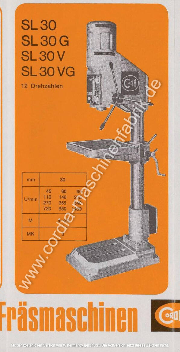 CORDIA-matic SL-30 SL-30VG SL-30G SL-30V