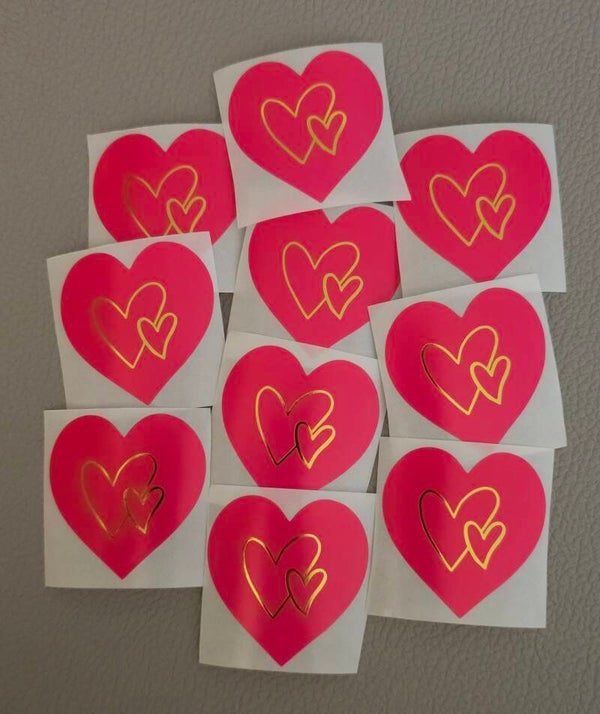 Sticker 'hart roze/goud