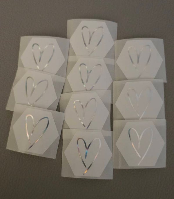 Sticker 'zeshoek hart zilver'