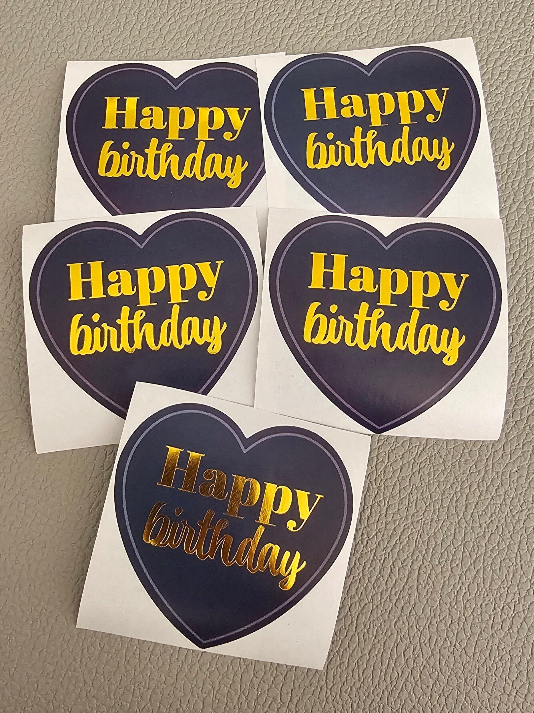 Sticker 'happy bday gold blue'