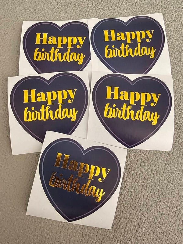 Sticker 'happy bday gold blue'