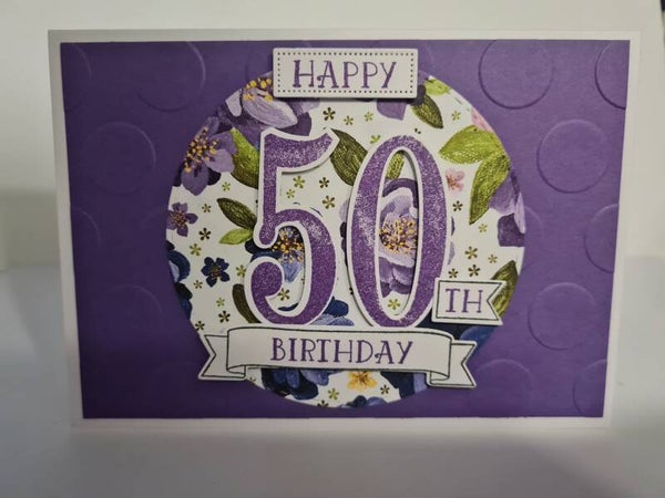 Kaart '50 jaar paars bloemen'