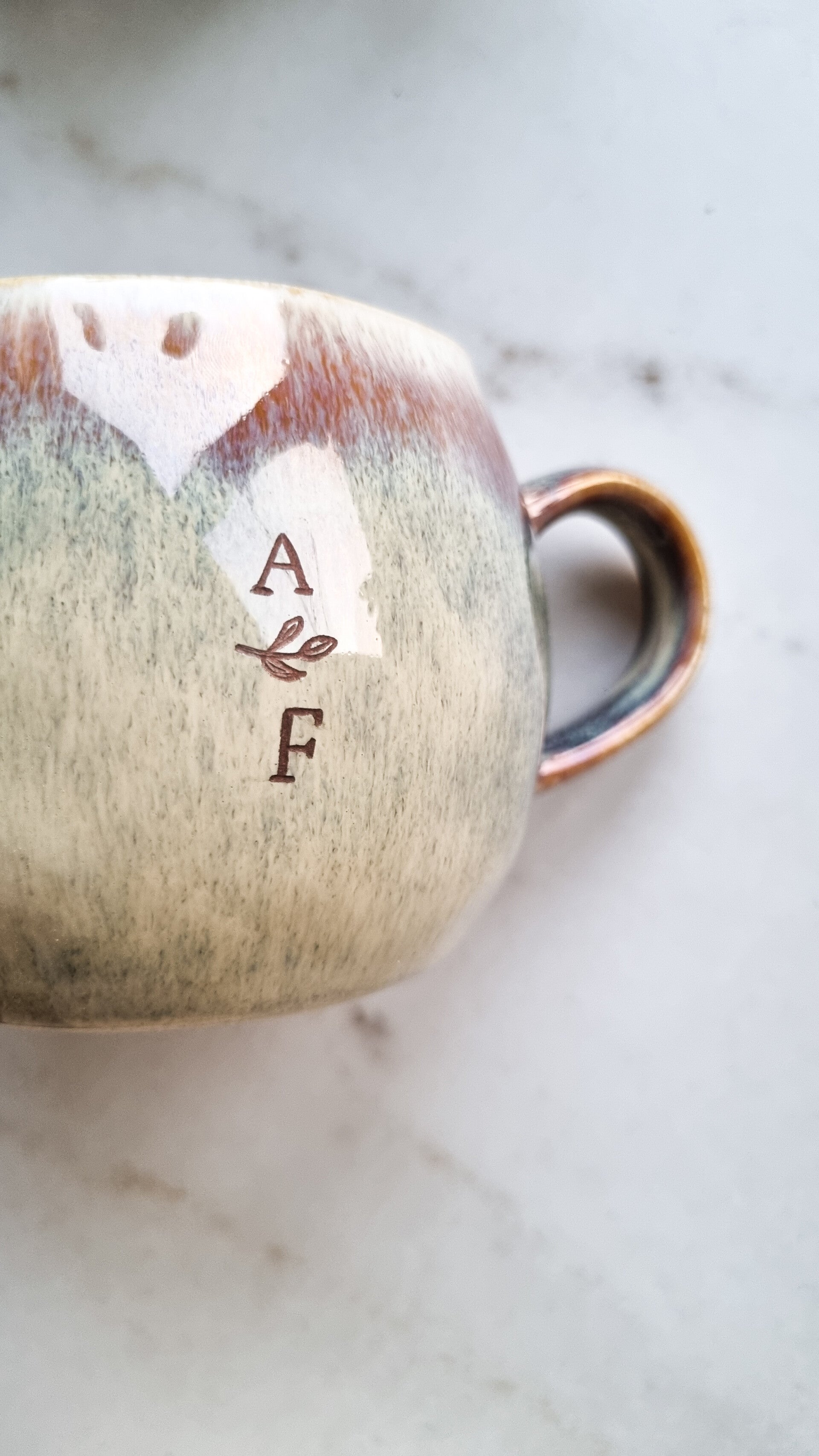 Winter mok met gravure - Beige bruin