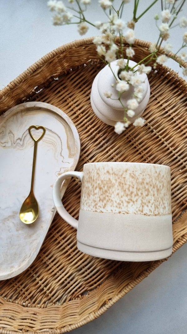 Theemok met gravure - Beige