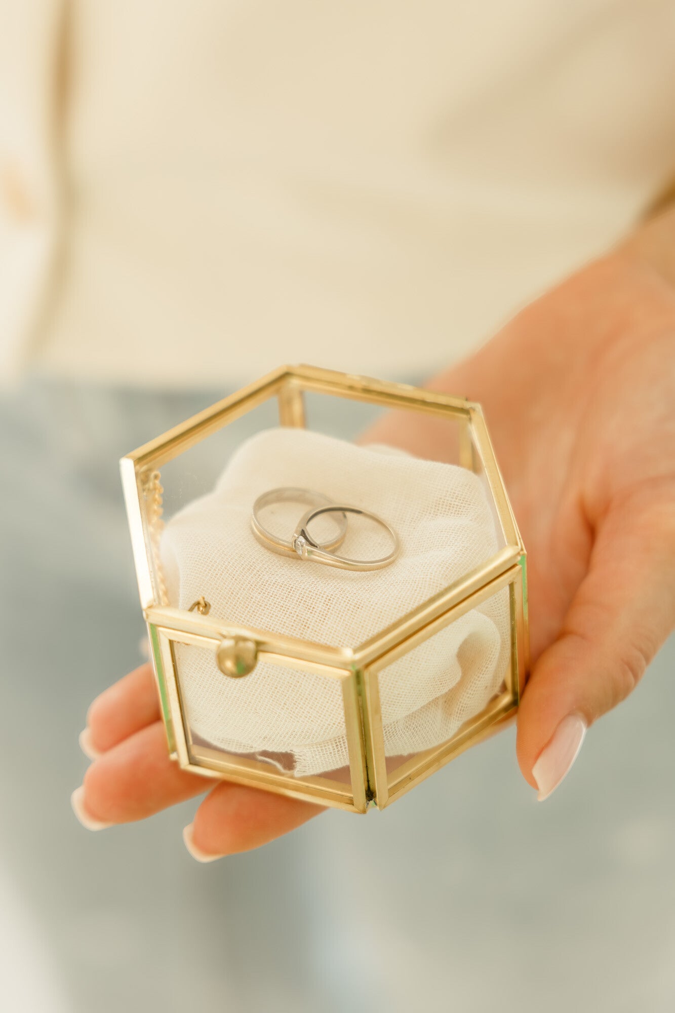 Glazen memorybox HEXAGON MEDIUM