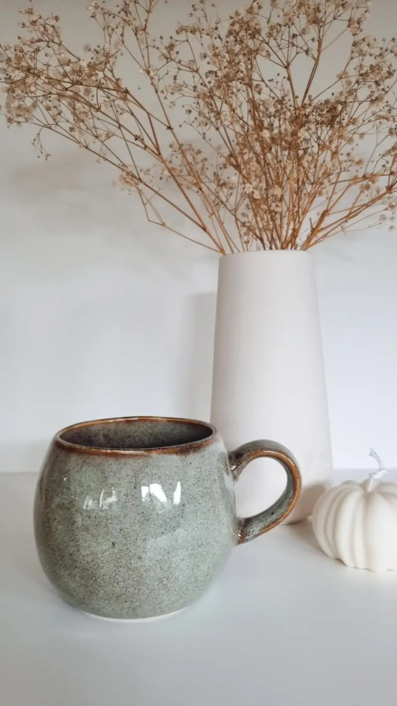 Winter mok met gravure - Roestgroen