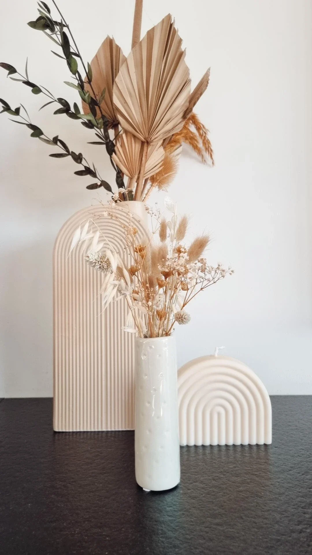 Vaasje Sage Green met droogbloemen