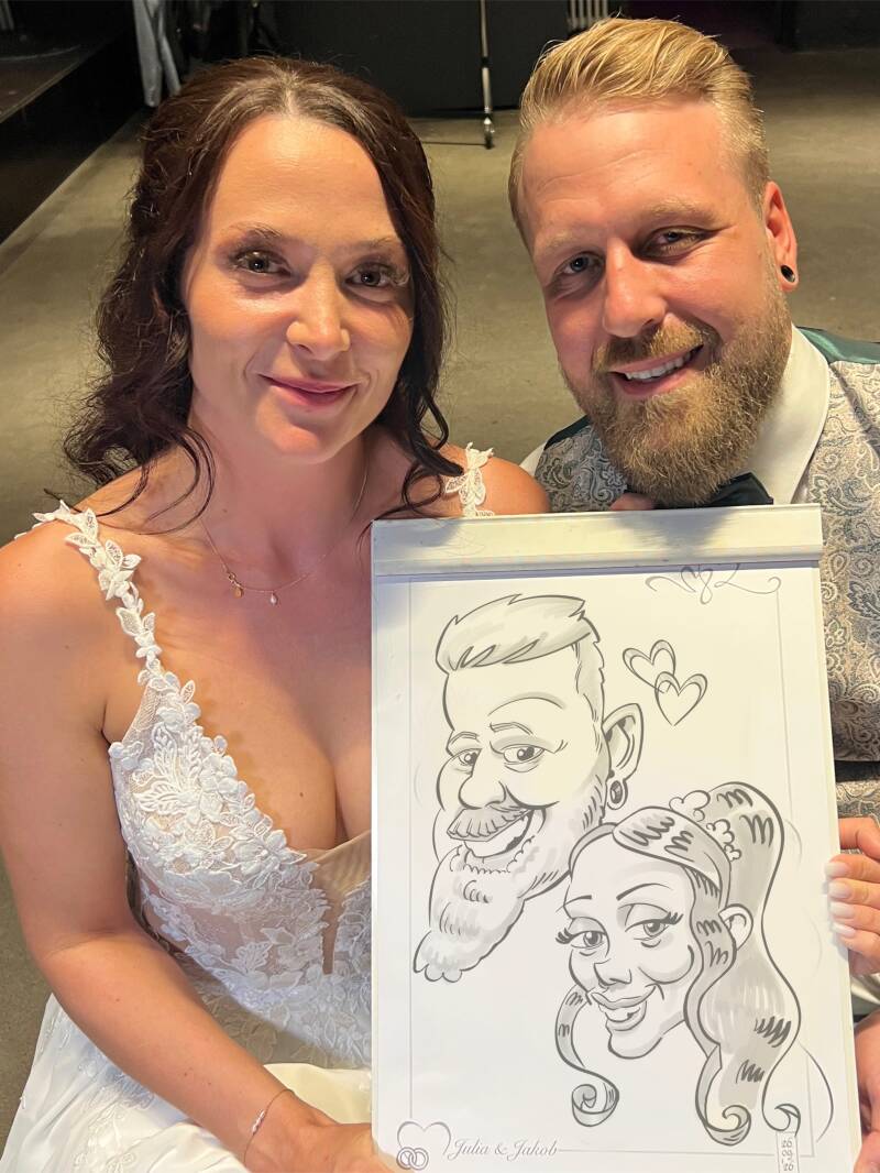 Schnellzeichner Karikatur Hochzeit Brautpaar
