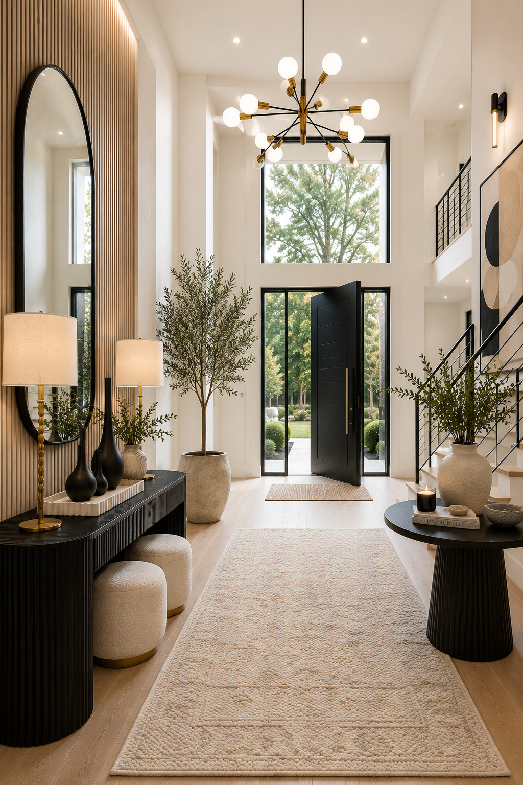 Modern Luxury Foyer with Garden Views